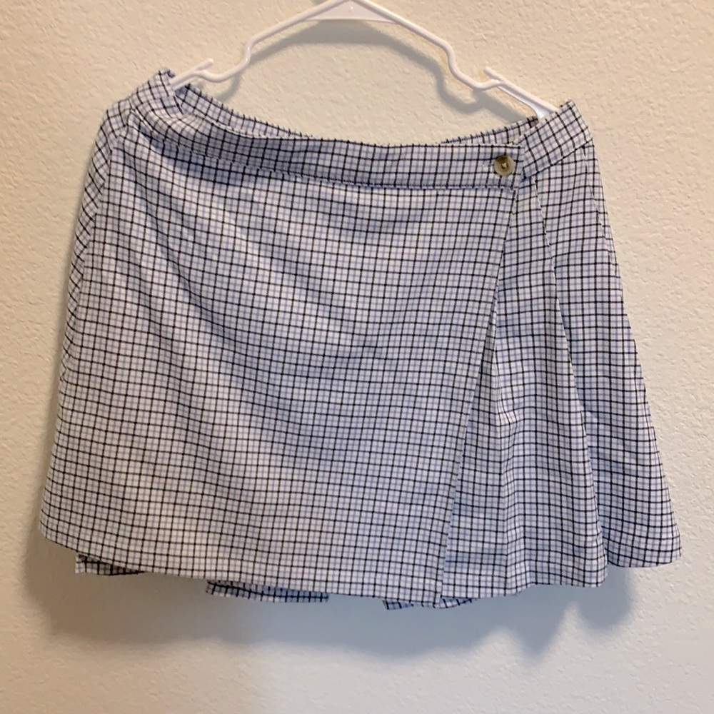 Hollister baby blue checked pleated skirt